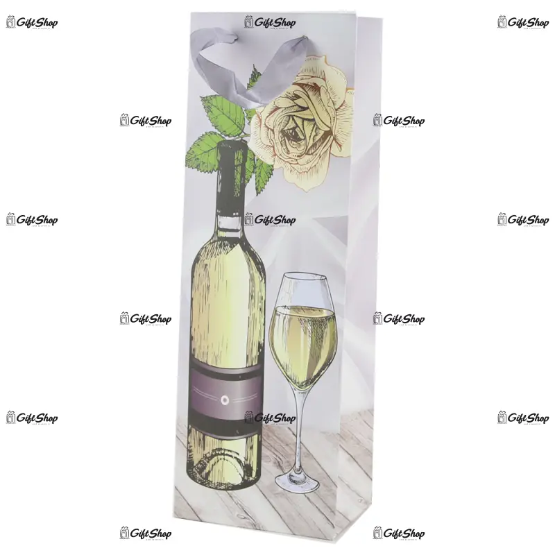 Punga cadou pentru bauturi 12x36 cm - wine graphic